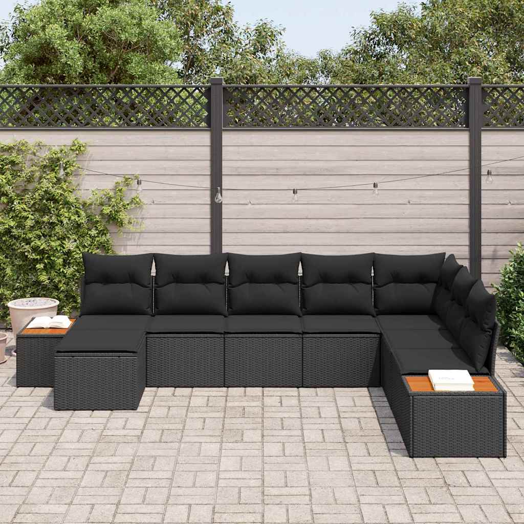 Conjunto de Sofá de Jardim 8 pcs Preto 319 x 209 x 85 cm