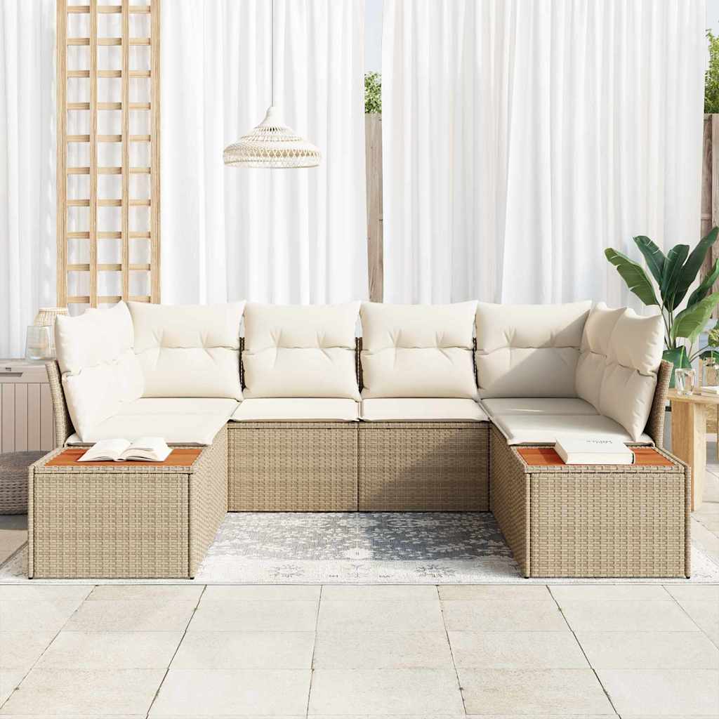 Conjunto de Sofá de Jardim 6 pcs bege e creme 234 x 154 x 85 cm