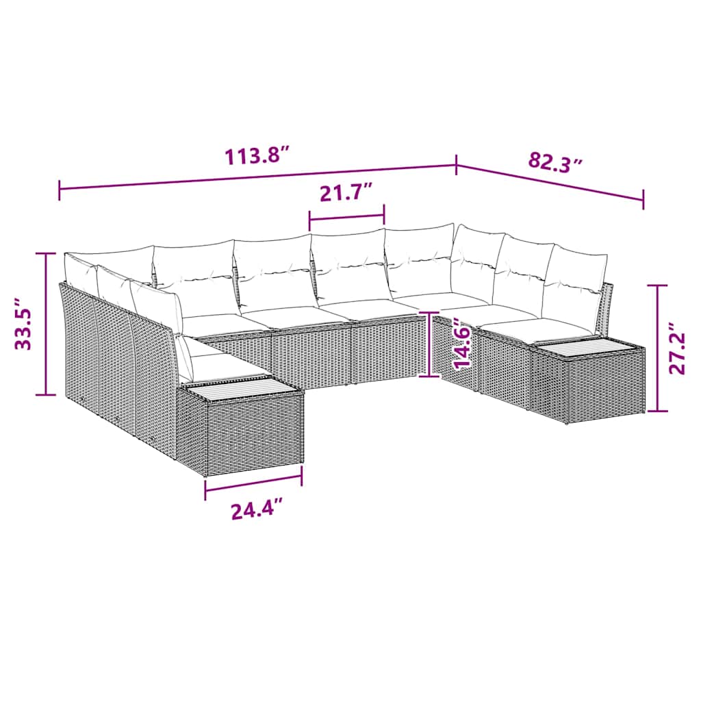 Conjunto de Sofá de Jardim 5 pcs Preto 289 x 209 x 85 cm