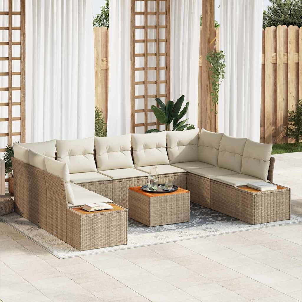 Conjunto de Sofá de Jardim 6 pcs bege e creme 289 x 209 x 85 cm
