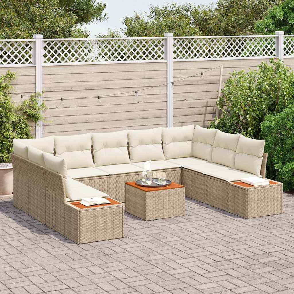 Conjunto de Sofá de Jardim 6 pcs bege e creme 289 x 209 x 85 cm