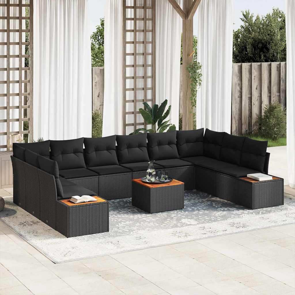 Conjunto de Sofá de Jardim 11 pcs Preto 344 x 209 x 85 cm