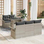 Conjunto de Sofá de Jardim com almofada 6 pcs Cinzento-claro