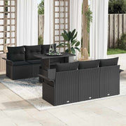 Conjunto de Sofá de Jardim 7 pcs Preto Rattan Sintético