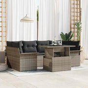 Conjunto de Sofá de Jardim 7 pcs Cinzeto Rattan Sintético