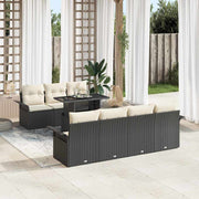 Conjunto de Sofá de Jardim 8 pcs Preto Rattan Sintético