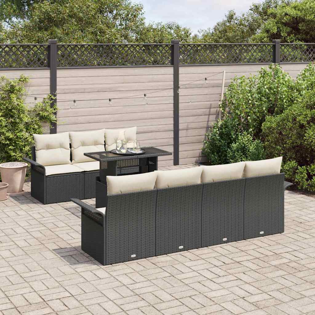 Conjunto de Sofá de Jardim 8 pcs Preto Rattan Sintético