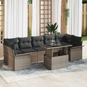 Conjunto de Sofá de Jardim 8 pcs Cinzeto Rattan Sintético