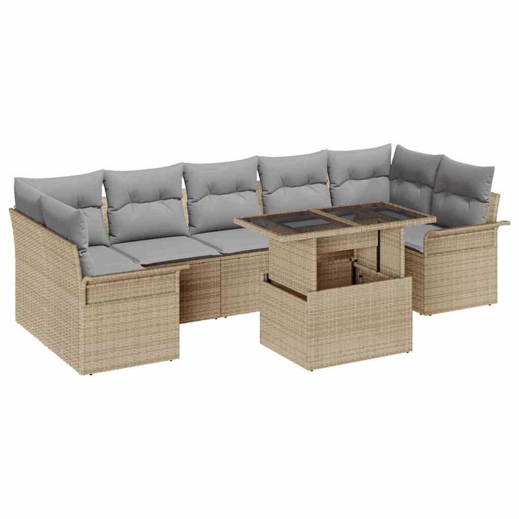 Conjunto de Sofá de Jardim 8 pcs Bege Rattan Sintético