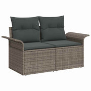 Conjunto de Sofá de Jardim 6 pcs Cinzeto Rattan Sintético