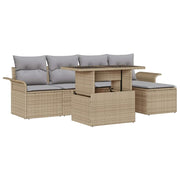 Conjunto de Sofá de Jardim 6 pcs Bege Rattan Sintético