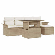 Conjunto de Sofá de Jardim 6 pcs Bege Rattan Sintético