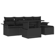 Conjunto de Sofá de Jardim 6 pcs Preto Rattan Sintético