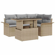 Conjunto de Sofá de Jardim 5 pcs Bege Rattan Sintético