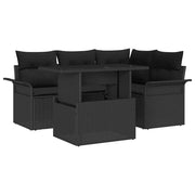 Conjunto de Sofá de Jardim 5 pcs Preto Rattan de Polipropileno