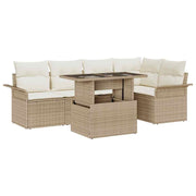 Conjunto de Sofá de Jardim 6 pcs Bege Rattan Sintético