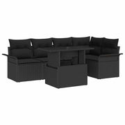 Conjunto de Sofá de Jardim 6 pcs Preto Rattan Sintético