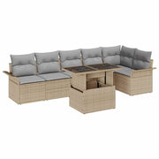Conjunto de Sofá de Jardim 7 pcs Bege Rattan Sintético