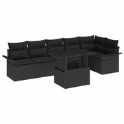 Conjunto de Sofá de Jardim 7 pcs Preto Rattan Sintético