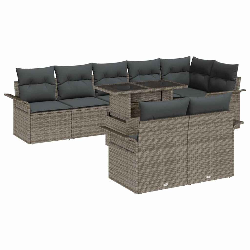 Conjunto de Sofá de Jardim 9 pcs Cinzeto Rattan Sintético