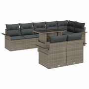 Conjunto de Sofá de Jardim 9 pcs Cinzeto Rattan Sintético