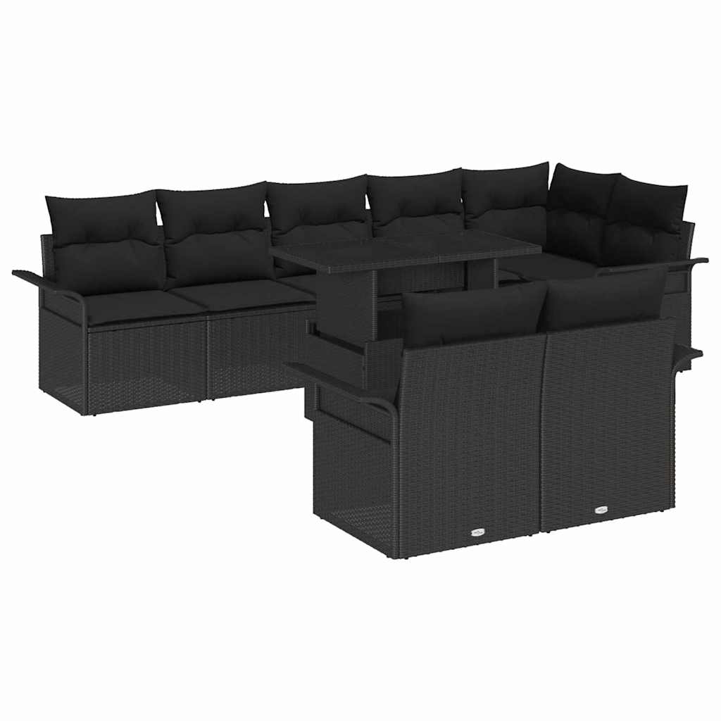 Conjunto de Sofá de Jardim 9 pcs Preto Rattan Sintético
