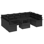 Conjunto de Sofá de Jardim Manual 10 pcs Preto 100 x 55 x 73 cm