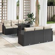 Conjunto de Sofá de Jardim Manual 7 pcs Preto 100 x 55 x 73 cm