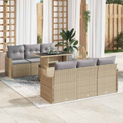 Conjunto de Sofá de Jardim Manual 7 pcs Bege 100 x 55 x 73 cm
