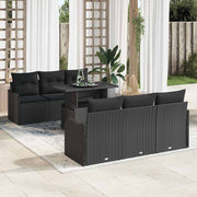 Conjunto de Sofá de Jardim Manual 7 pcs Preto 100 x 55 x 73 cm