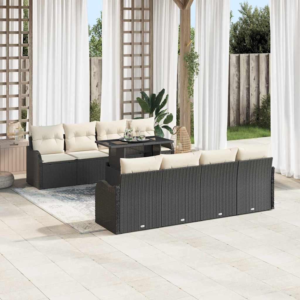 Conjunto de Sofá de Jardim Manual 9 pcs Preto 100 x 55 x 73 cm