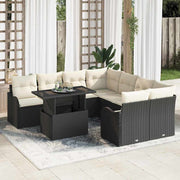 Conjunto de Sofá de Jardim Manual 9 pcs Preto 100 x 55 x 73 cm