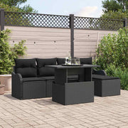 Conjunto de Sofá de Jardim 6 pcs Preto Rattan Sintético