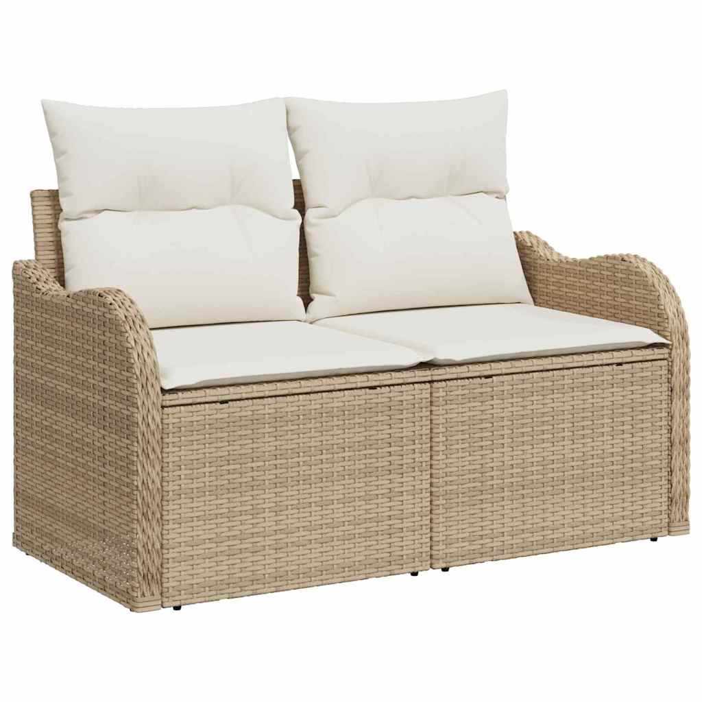 Conjunto de Sofá de Jardim 7 pcs Bege Rattan de Polipropileno
