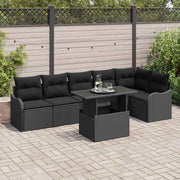 Conjunto de Sofá de Jardim 7 pcs Preto Rattan de Polipropileno