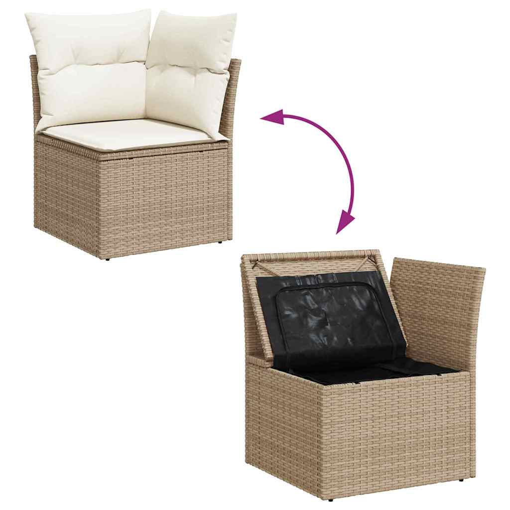 Conjunto de Sofá de Jardim 9 pcs Bege Rattan de Polipropileno