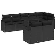 Conjunto de Sofá de Jardim Manual 9 pcs Preto 100 x 55 x 73 cm
