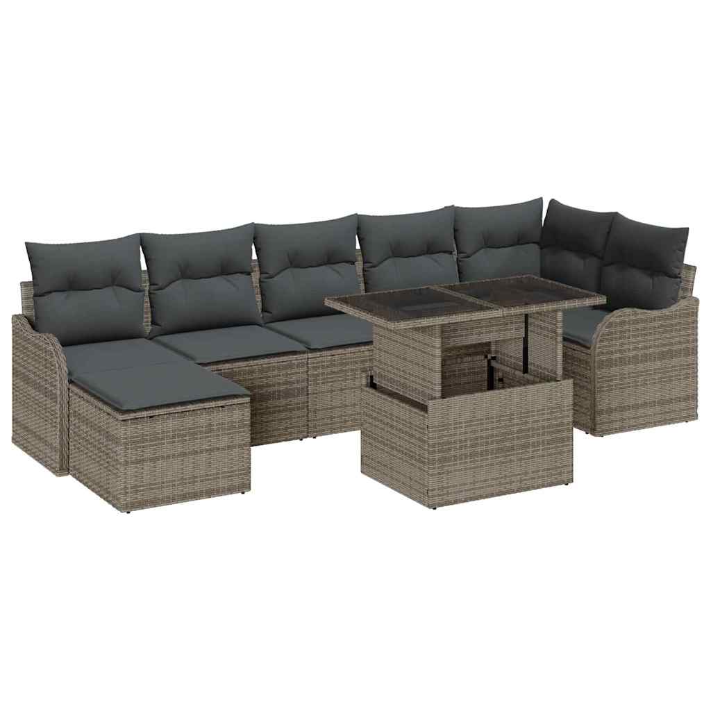 Conjunto de Sofá de Jardim 8 pcs Cinzeto Rattan Sintético