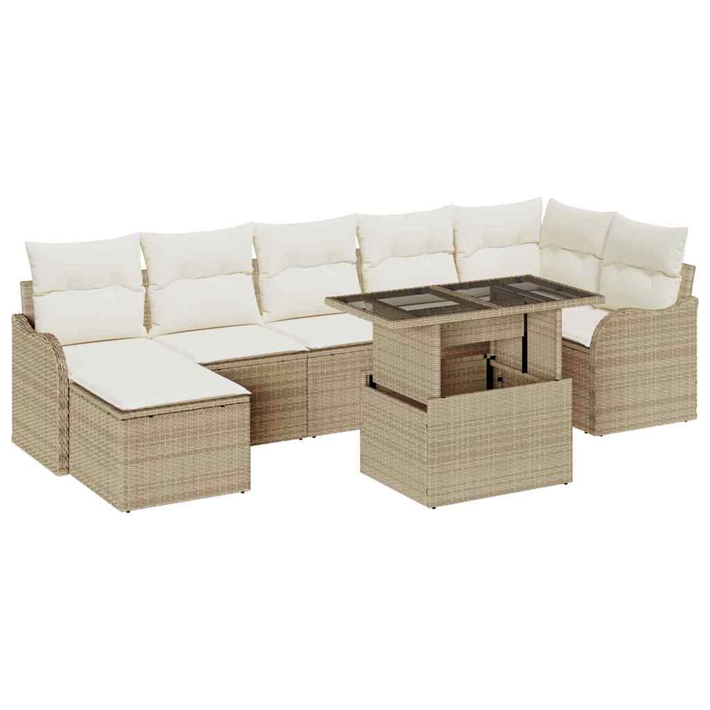 Conjunto de Sofá de Jardim 8 pcs Bege Rattan Sintético