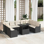 Conjunto de Sofá de Jardim Manual 10 pcs Preto 100 x 55 x 73 cm