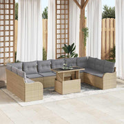 Conjunto de Sofá de Jardim Manual 11 pcs Bege 100 x 55 x 73 cm