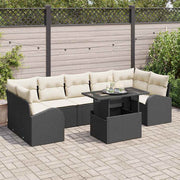 Conjunto de Sofá de Jardim 8 pcs Preto Rattan de Polipropileno