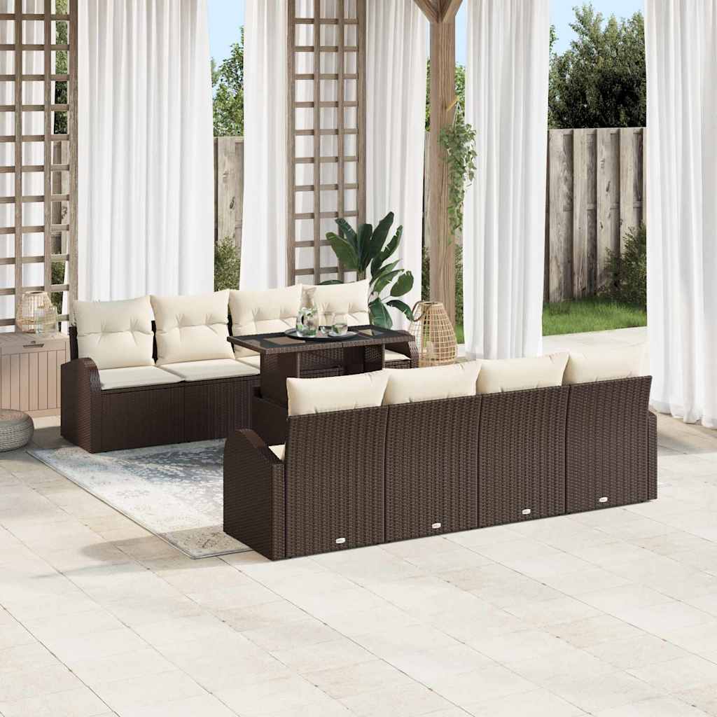 Conjunto de Sofá de Jardim 9 pcs Castanho 100 x 55 x 73 cm