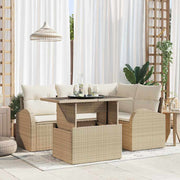 Conjunto de Sofá de Jardim 5 pcs Bege Rattan Sintético