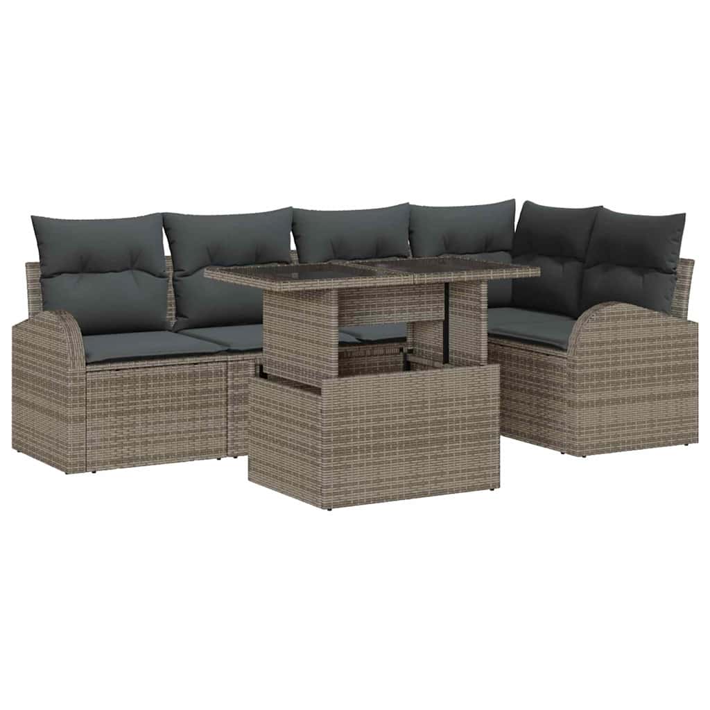 Conjunto de Sofá de Jardim 6 pcs Cinzeto Rattan Sintético