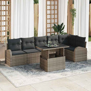 Conjunto de Sofá de Jardim 7 pcs Cinzeto Rattan Sintético