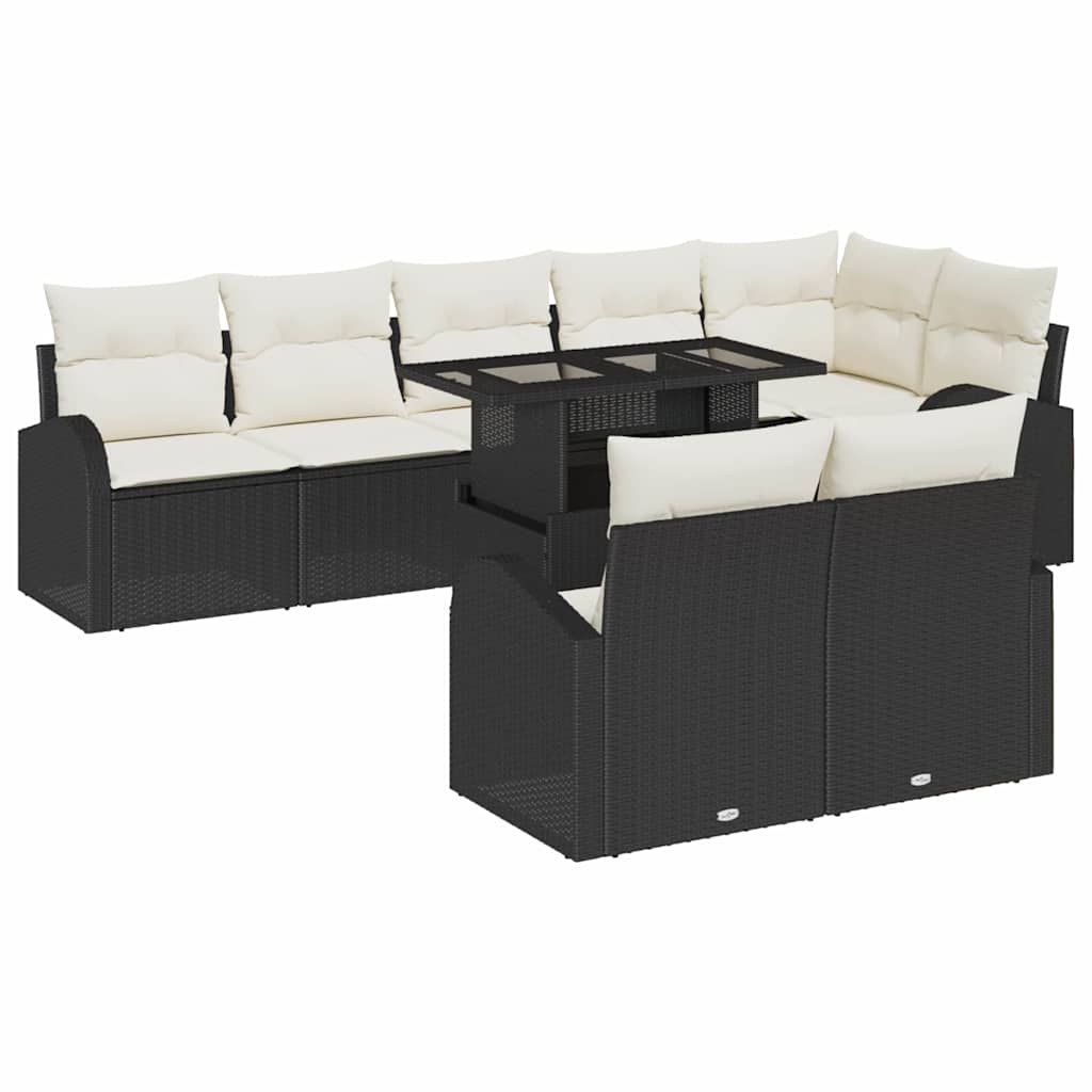 Conjunto de Sofá de Jardim 9 pcs Preto Rattan Sintético