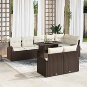Conjunto de Sofá de Jardim 9 pcs Castanho Rattan Sintético