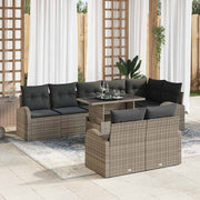 Conjunto de Sofá de Jardim 9 pcs Cinzeto Rattan Sintético