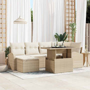 Conjunto de Sofá de Jardim 7 pcs Bege Rattan Sintético